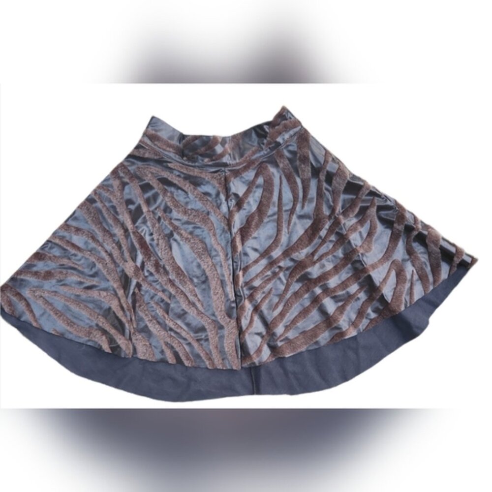 Furry Animal Print High Waisted Small Twirl Faux Leather‎ Skirt